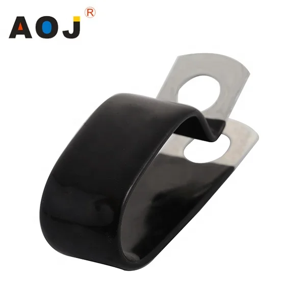
stainless steel fixing pipe P tube rubber coated clamping clip 