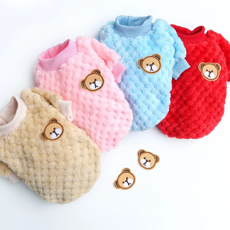 

Pet Apparel Accessories Keeping Warm Pet Clothes Bear Print Cute Dog Sweater Winger Plush Dog Clothes