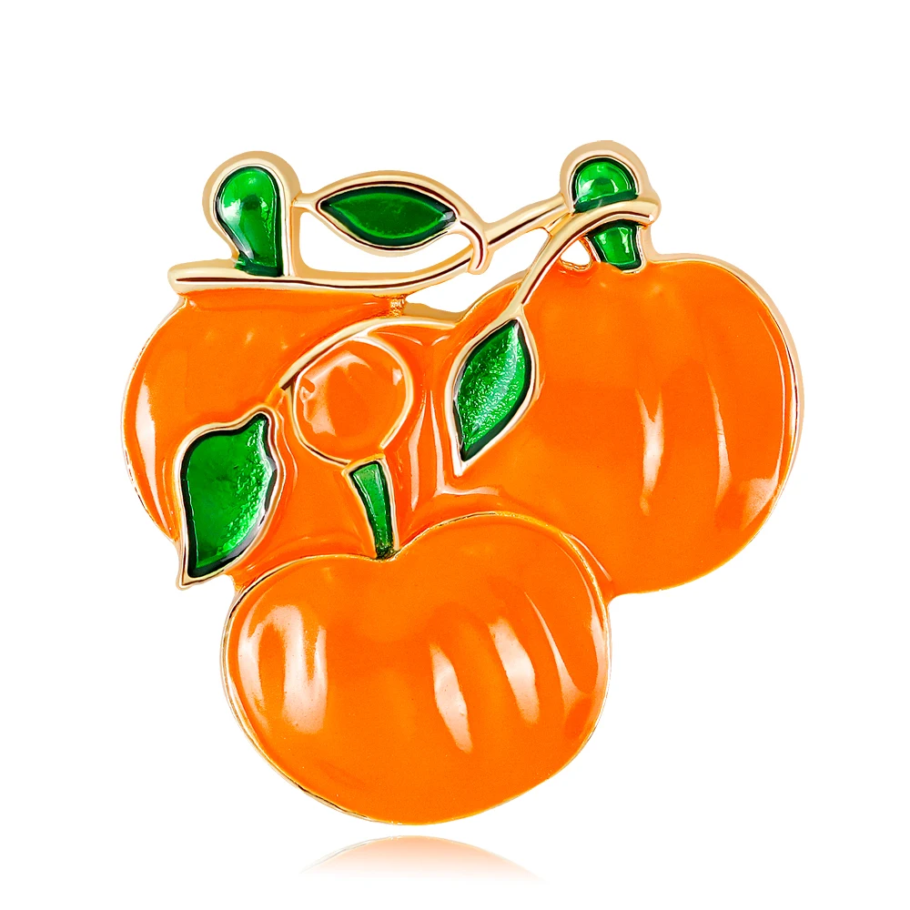 

Green Leaf Golden Pumpkin Brooch Beautiful Enamel Hallowmas Decorate Corsage Brooches for Women Children pins Jewelry