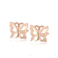 

99704 xuping women jewelry fashion rose gold butterfly design stud earrings
