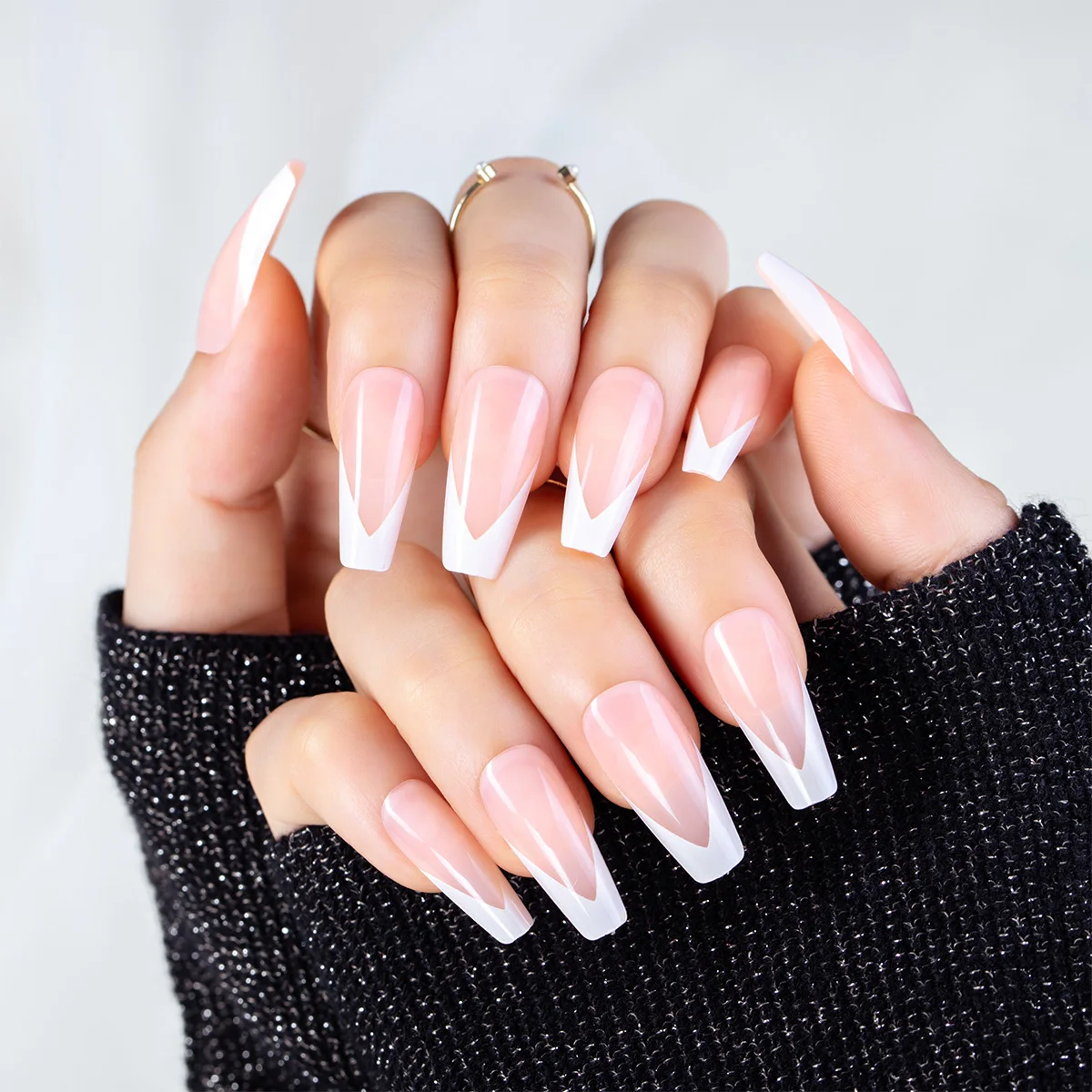 

Best price wholesale false nails custom private label artificial fingernails French manicure press on nails, Multi color