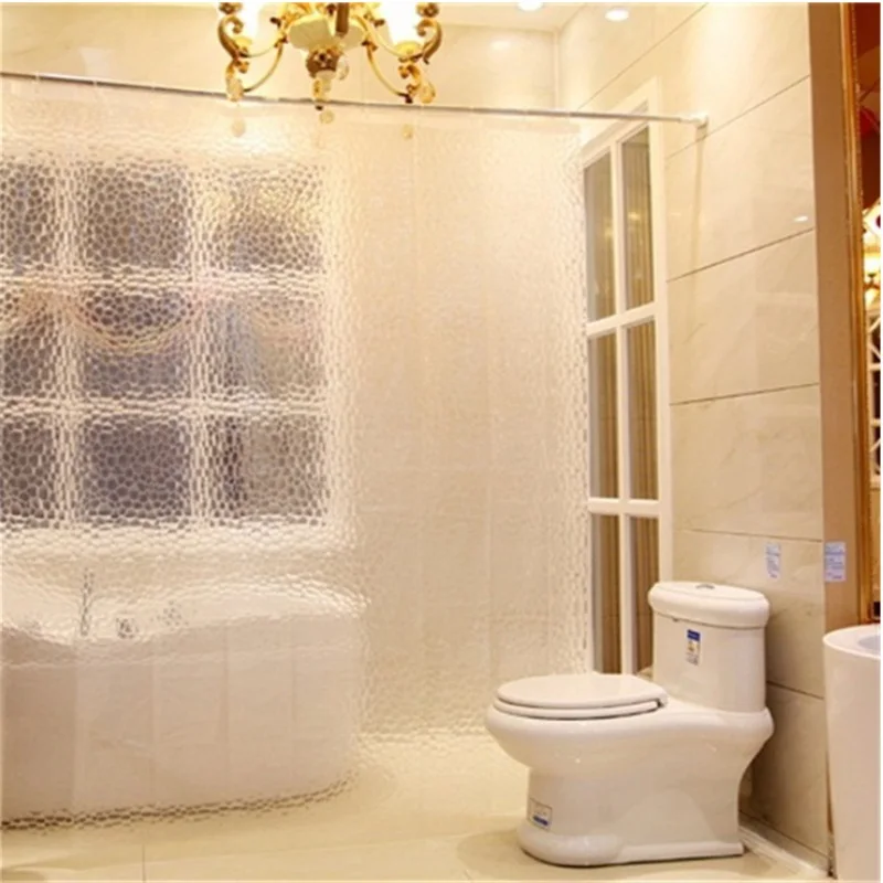 

Free Shipping 3D Water Cube Shower Curtain Liner 2.4x2m Waterproof Mildew Resistant Bathroom Clear Plastic PEVA Bath Curtain