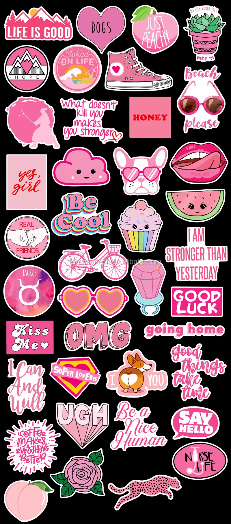 Waterproof Stickers Fun Pink Kawaii PVC Luggage Car Toys Stickers for Suitcase 