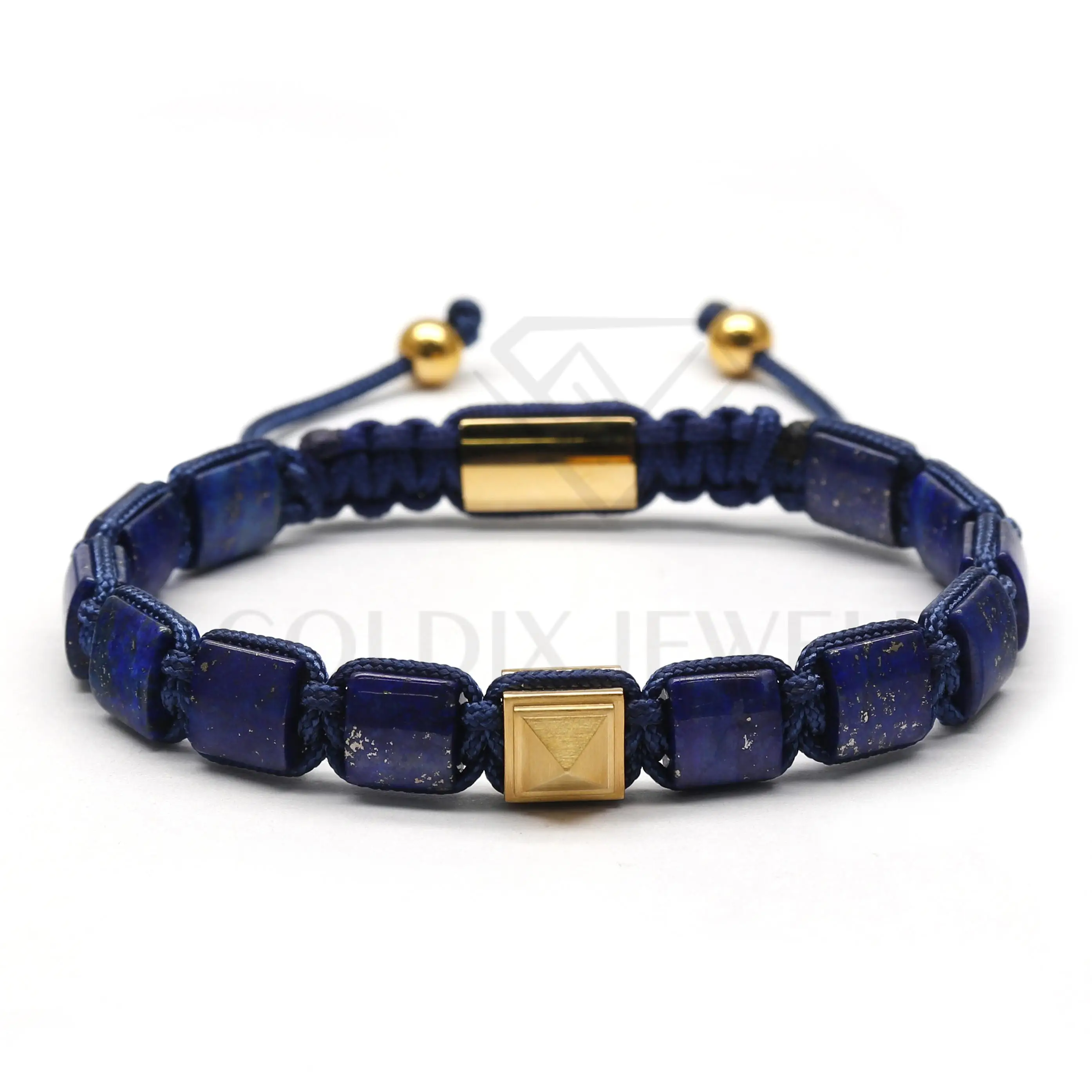 Goldix Jewelry's Premium Quality Small Pyramid Bracelets Golden Hematite Beads for Men Classic Adjustable Healing Gifts