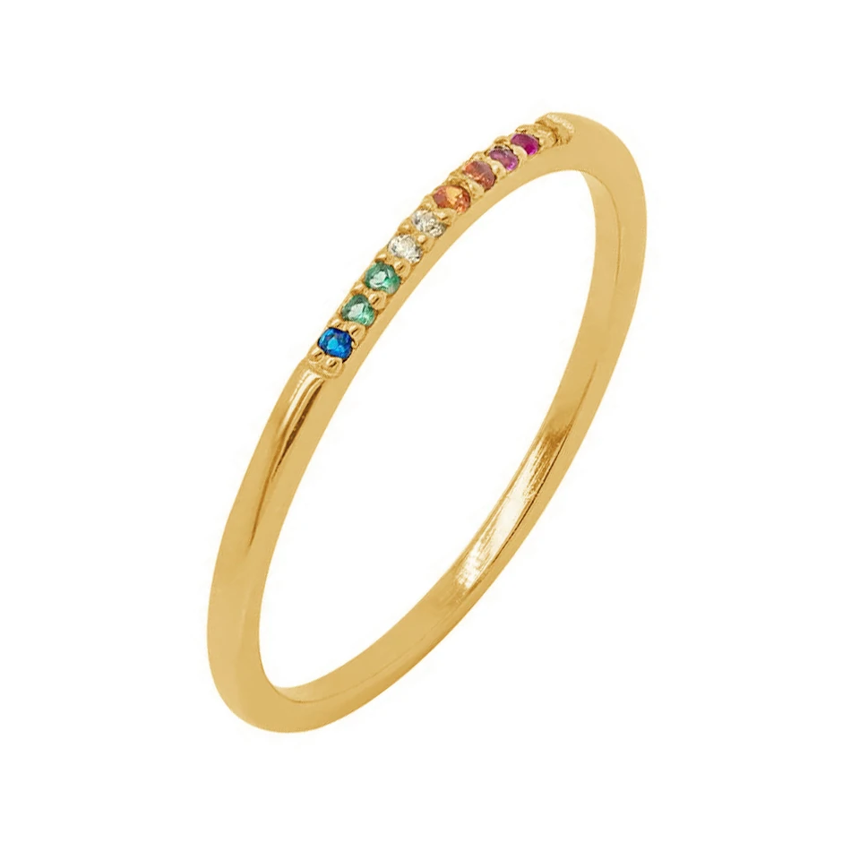 

new arrivals fashion jewelry 925 sterling silver wholesale 18k gold vermeil rainbow eternity ring for women