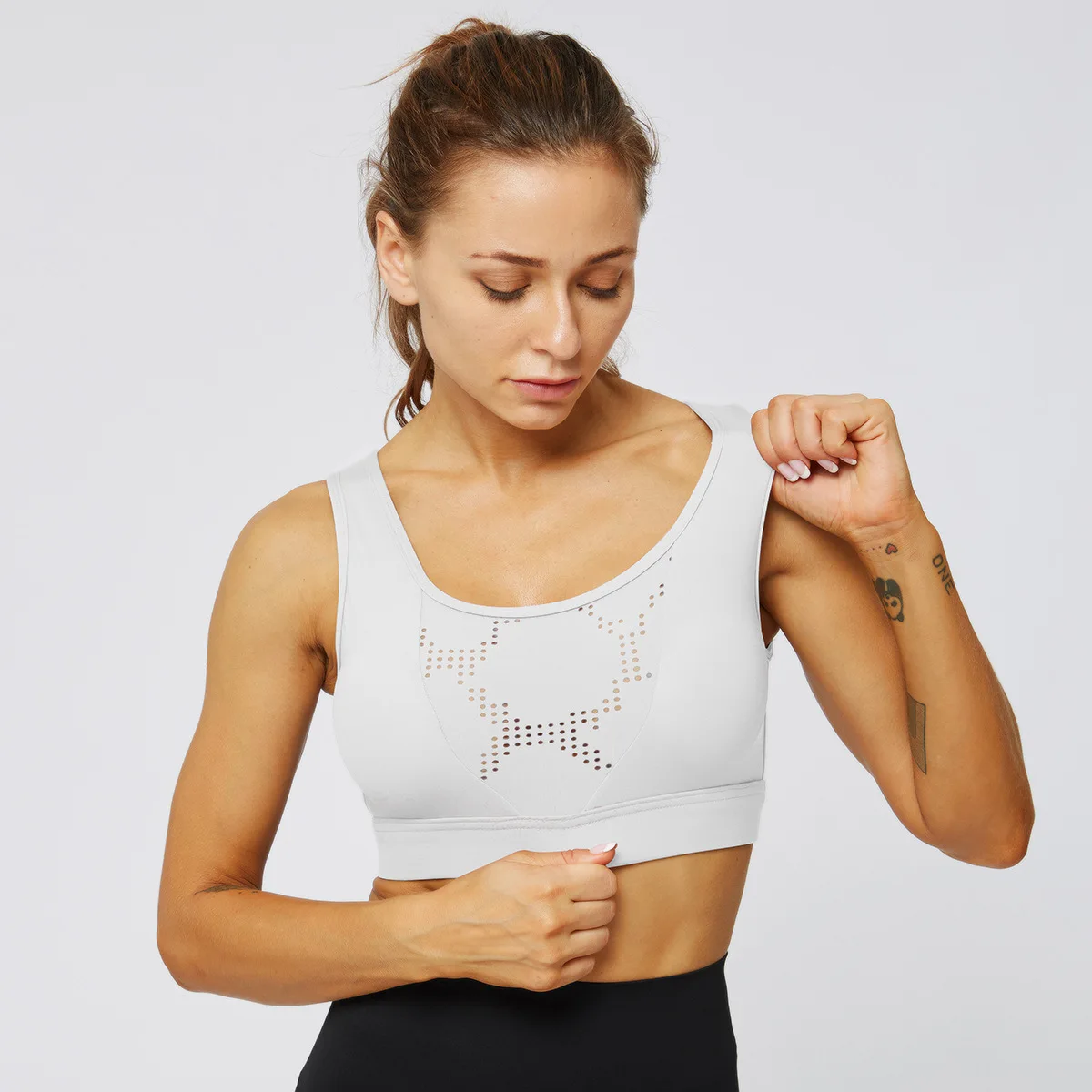 

Huanwei Top Quality Seamless Gym T Shirt Power Stretch Yoga bra For Women Running Workout Sports Bra, As picture