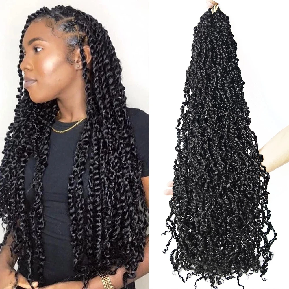 

wholesale synthetic curly 24 inches freetress crochet braids long pre twisted passion twist braid hair extensions