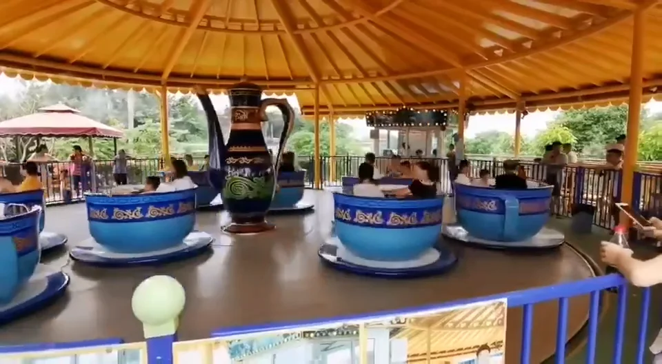 Children Amusement Ride Fiberglass Rotation Coffee Cup And Saucer Tea