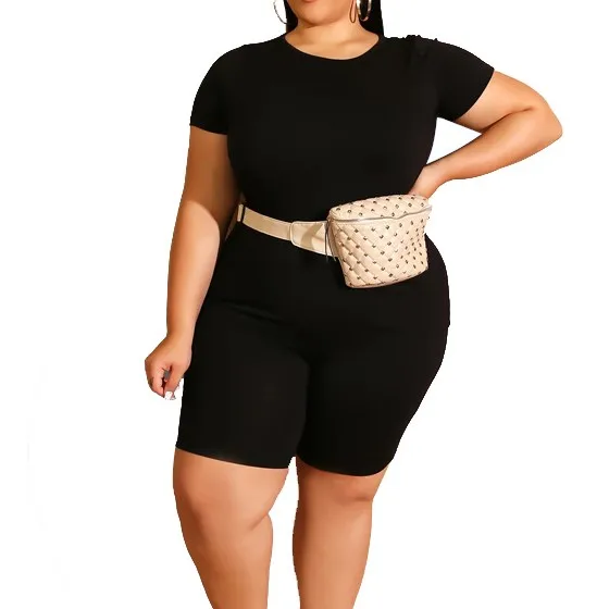 

Wholesale Solid Color Fashion Plus Size Workout Sets Women Clothing Two Piece Summer Set