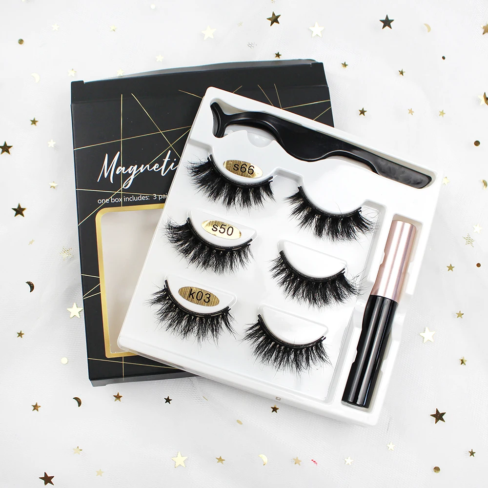 

new arrival natural false eyelashes magnet eyelashes set private label wholesale 3d faux mink eyelashes, Nature black