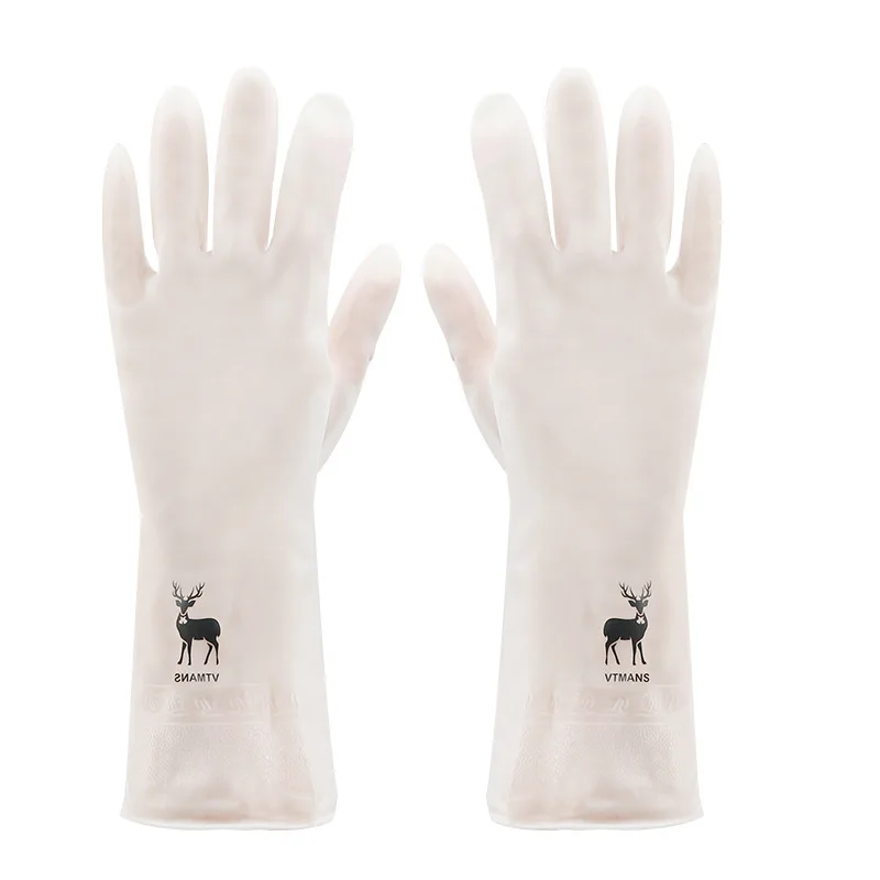 

White Thin Waterproof And Durable Household Cleaning Rubber Glove
