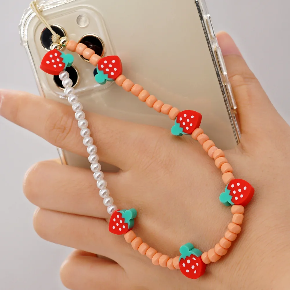 Colorful Wristlet Mobile Phone Chain Hook Lucky Charm Cell Phone Wrist Bead Fancy Charms Phone Strap Charm