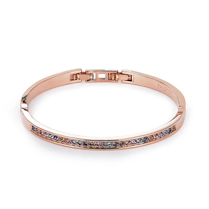 

2020 New Design Bracelets Gold Plated Bangles Crystal Rhinestone Women Bracelet Bangles, Blue/white/colorful