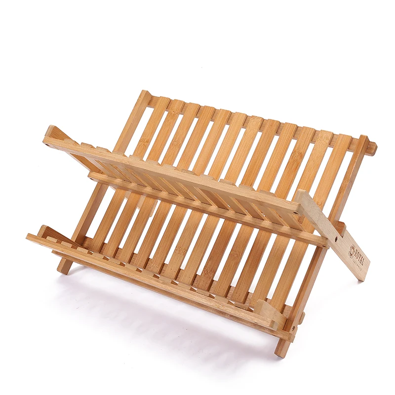 

Eco-friendly bamboo dish rack foldable dish drying rack kitchen supplies kitchen storage tableware rack, Natural