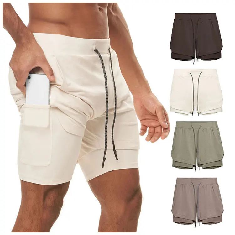 

Baisheng Hot Sale Double Layer Drawstring Gym Short Pants Men's Shorts