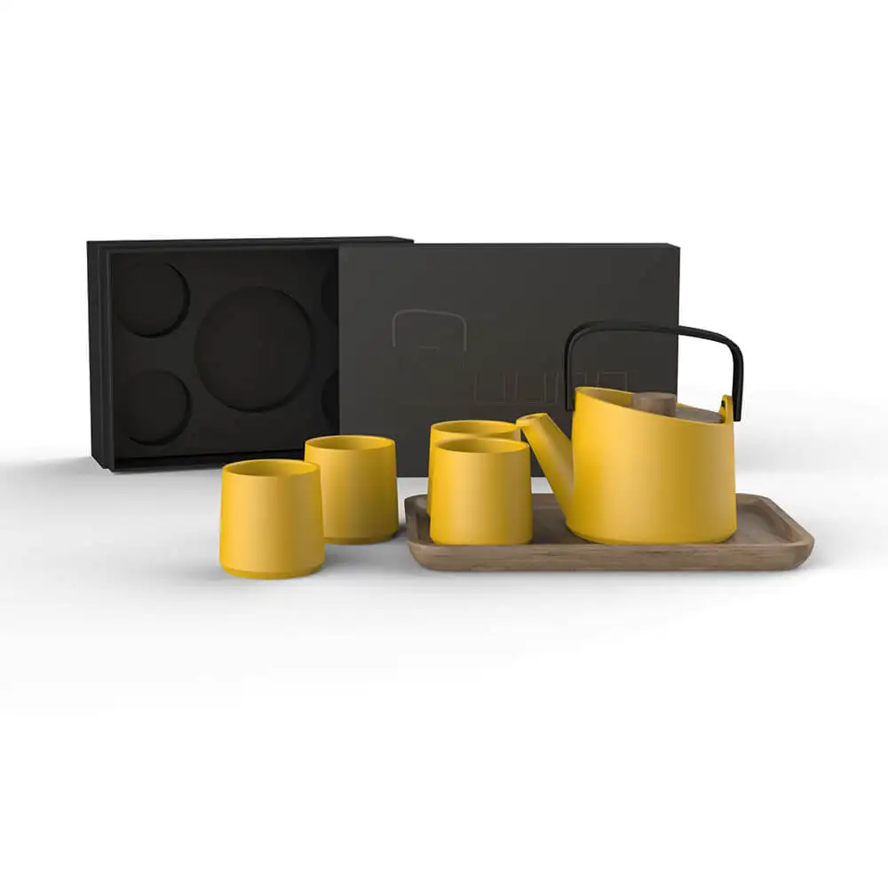 

DHPO 800ml yellow matte teapot ceramic minimal design luxury packaging