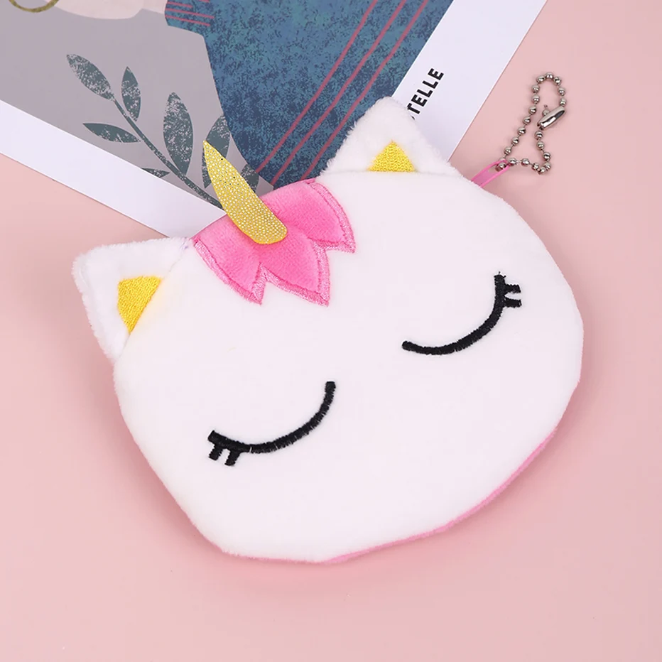 

Unicorn Coin Purse for Girls Plush Wallets Zipper Pocket Money Bags Cartoon, Pink
