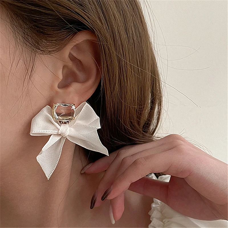 

Aimgal Jewelry S925 silver needle fabric bow earrings tassel earrings stud lady