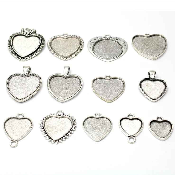 

Special offer wholesale modern popular fashion two-hole heart shaped pendant bracelet tray, Antique silver tone/antique bronze