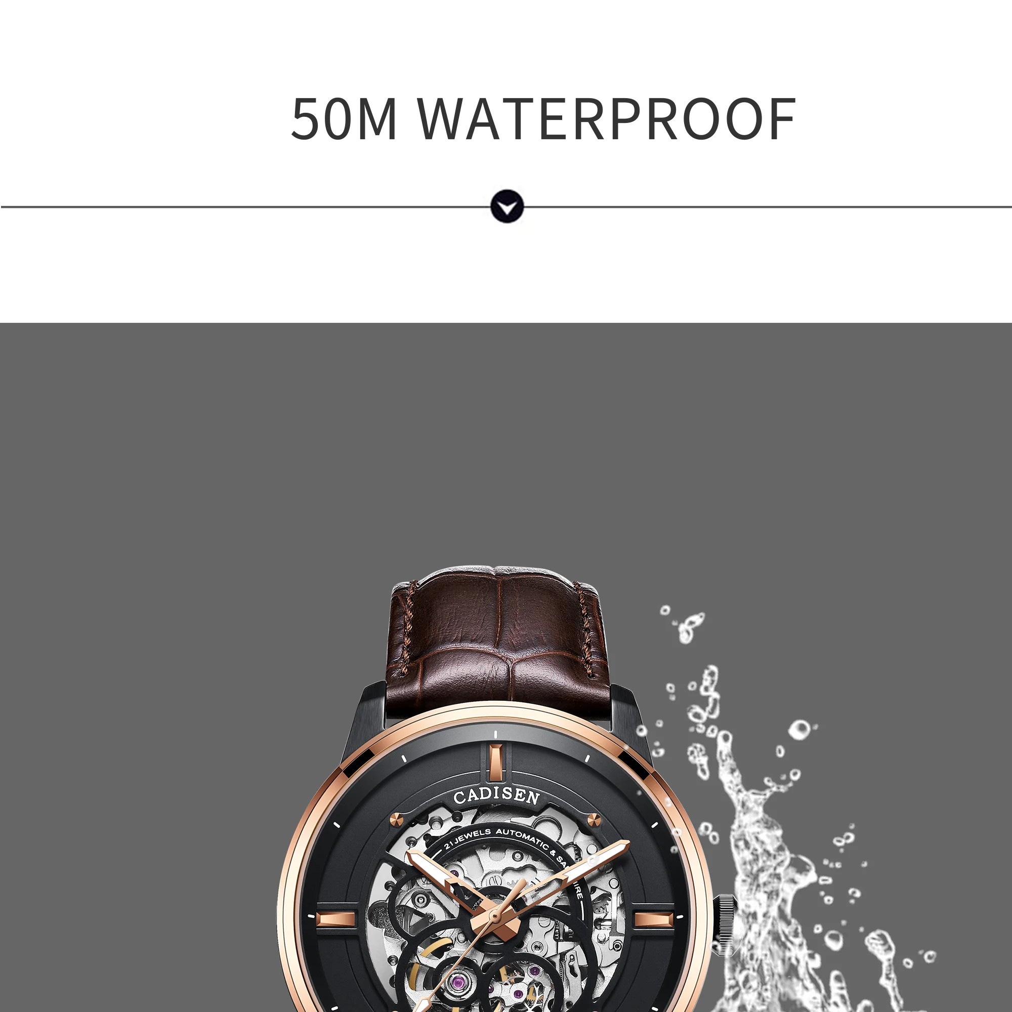 automatic mechanical watch men hollow skeleton miyota 8n24