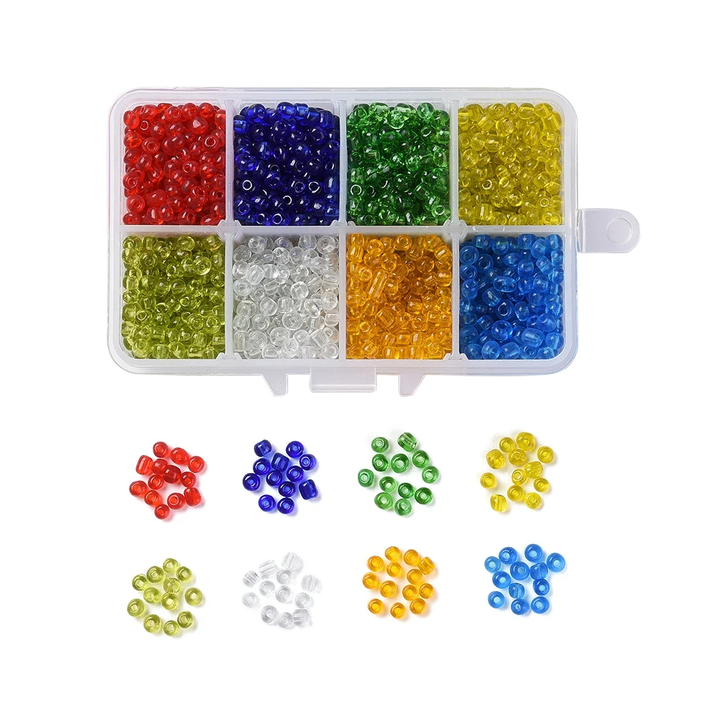 

Pandahall 4mm Transparent Round Hole Glass Seed Beads, Mixed color
