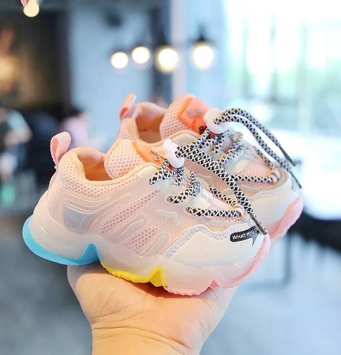 

HB1012N Autumn Children's Shoes 1 to 6 Years Old Korean LED Casual Sport Shoes for Kids, Gray,pink,green