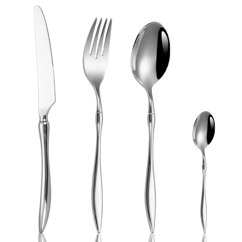 

Premium Trendy Thick Handle Dishwasher Safe Flatware Set Silverware Stainless Steel 304 Heavy Weight Restaurant Cutlery