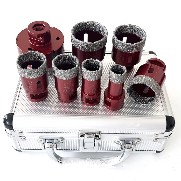 Drills-King 8pc Diamond Hole Saw Kit 20+25+32+40+45+50+68mm M14 Dry Drilling Porcelain Tile Ceramic Marble Diamond Drill Bit Set