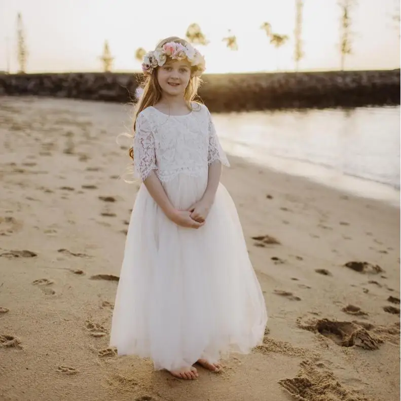 

6 Colors Available Girls French Lace Top & Tulle Maxi Skirt Clothing Set