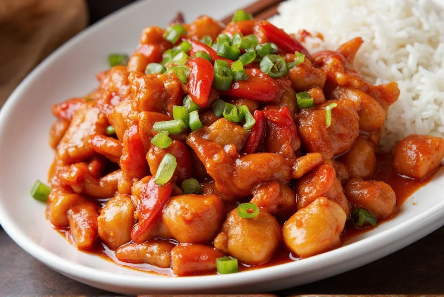 Authentic Szechuan cuisine at Red Chili restaurant in Syracuse featuring red chili chicken with steamed rice