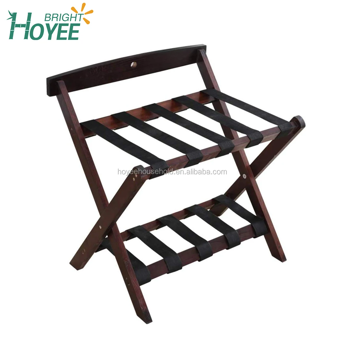 Foldable Luggage Rack Wooden Luggage Rack For Living Room Hotel 2 Layer