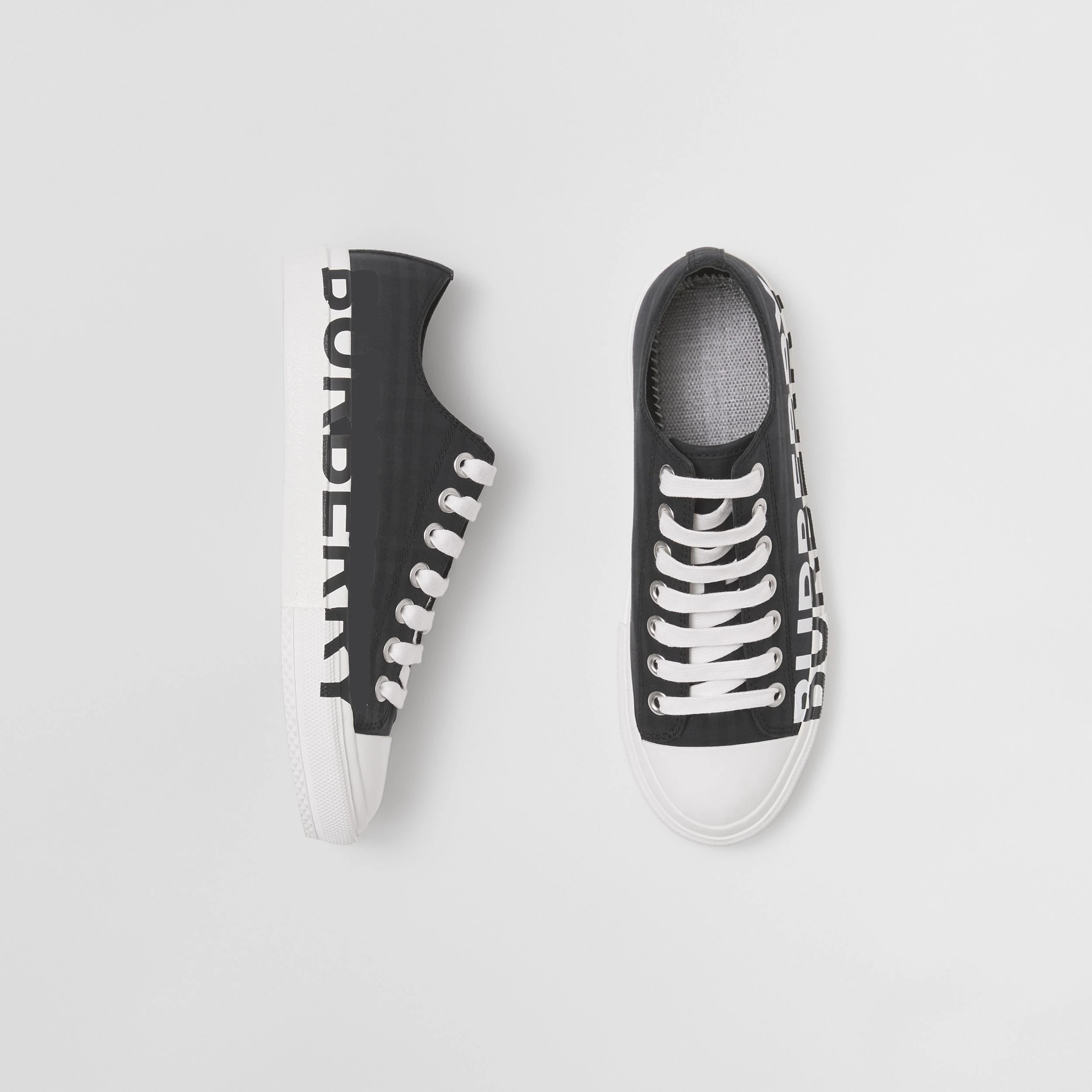 

Vintage check logo-print cotton sneakers men casual shoes