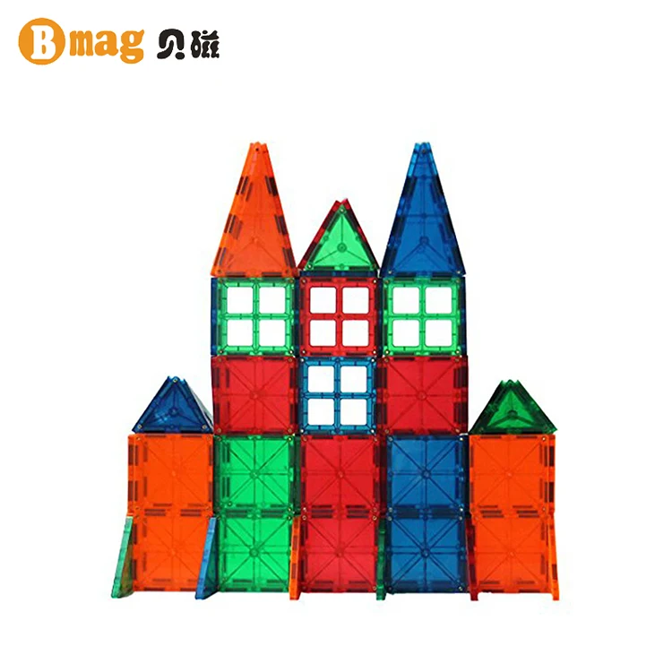 

2021 new style educational toys factory eco-friendly magnetic triangle building blocks, Colorful