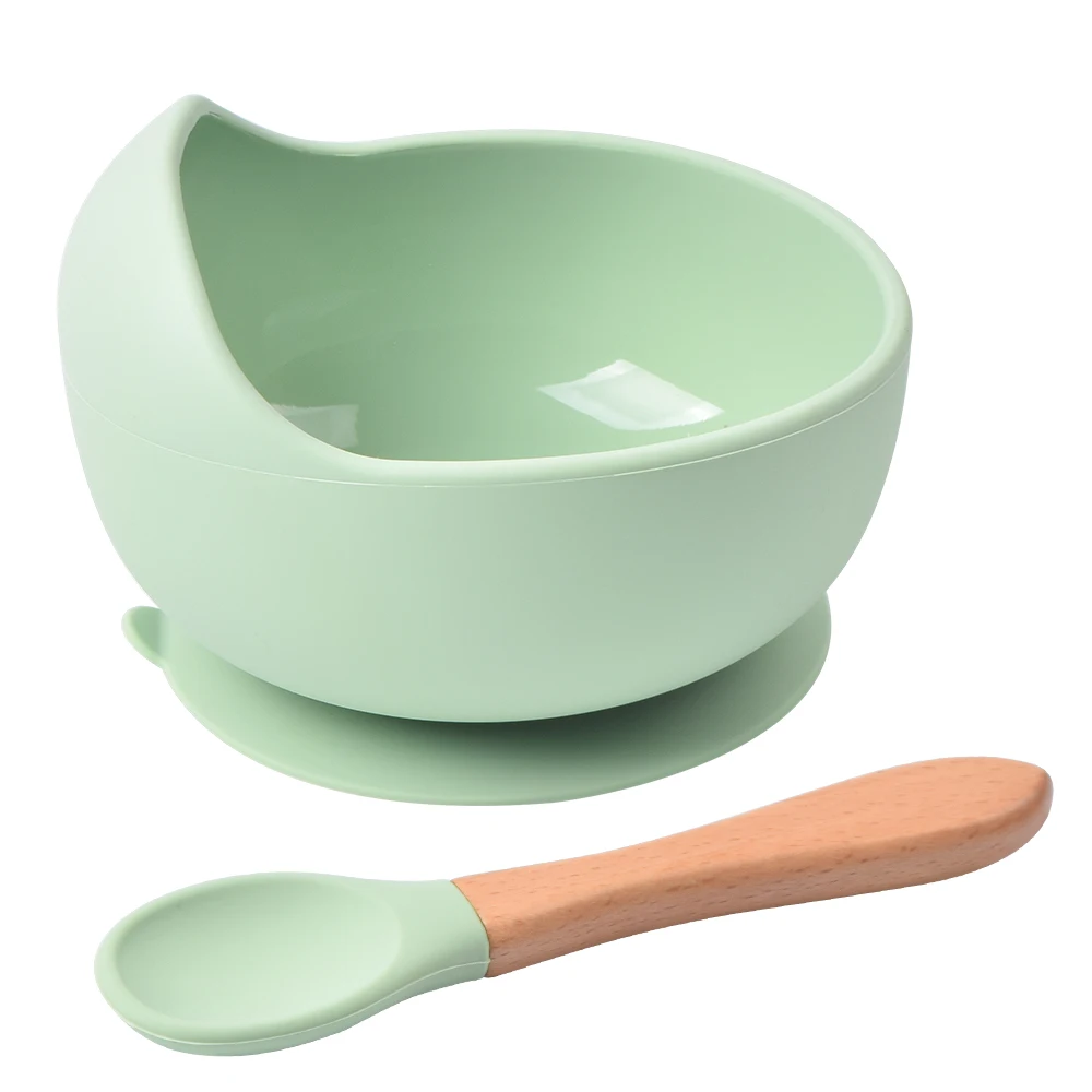 

Unbreakable Microwave Safe Slip Resistant Flexible Kids Silicone Feeding Bowl Suction Cup Silicone Baby Bowl With Spoon