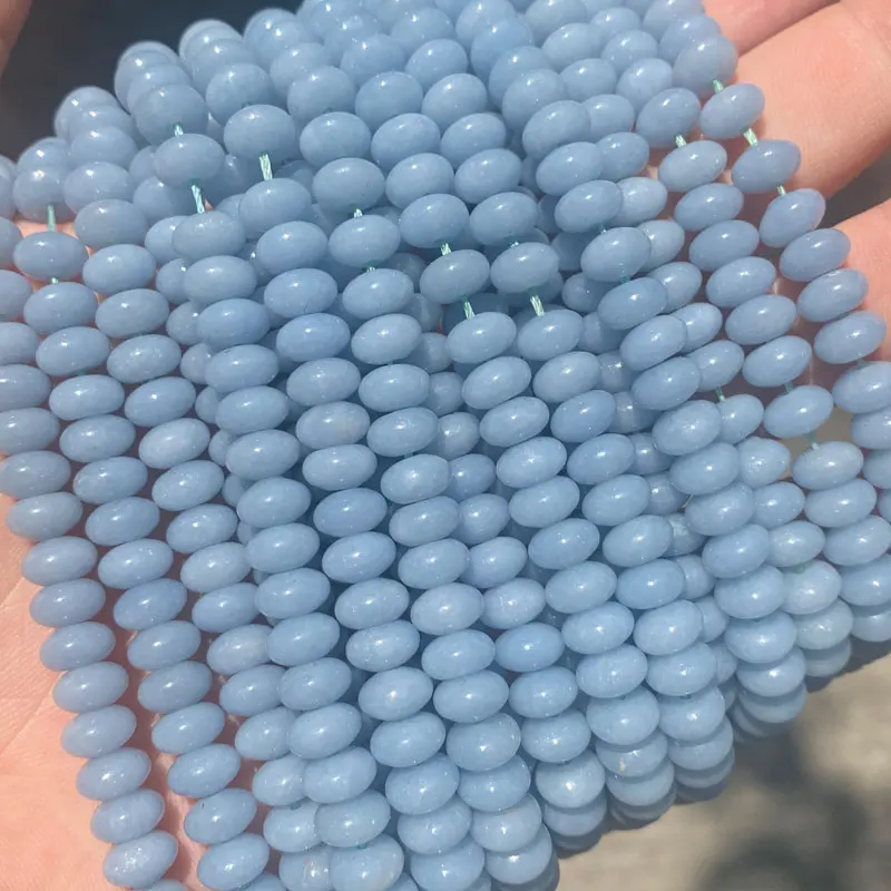 

Rondelle Beads Wholesale Abacus Shape Natural Blue Angelite Beads 8mm Loose Gemstone Beads