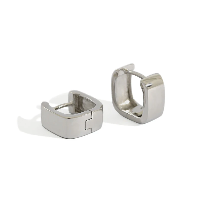 WMEB926 Wide square Silver Hoops Feature Modern square Design with a Polished Finish and Crafted in 925 Sterling Silver