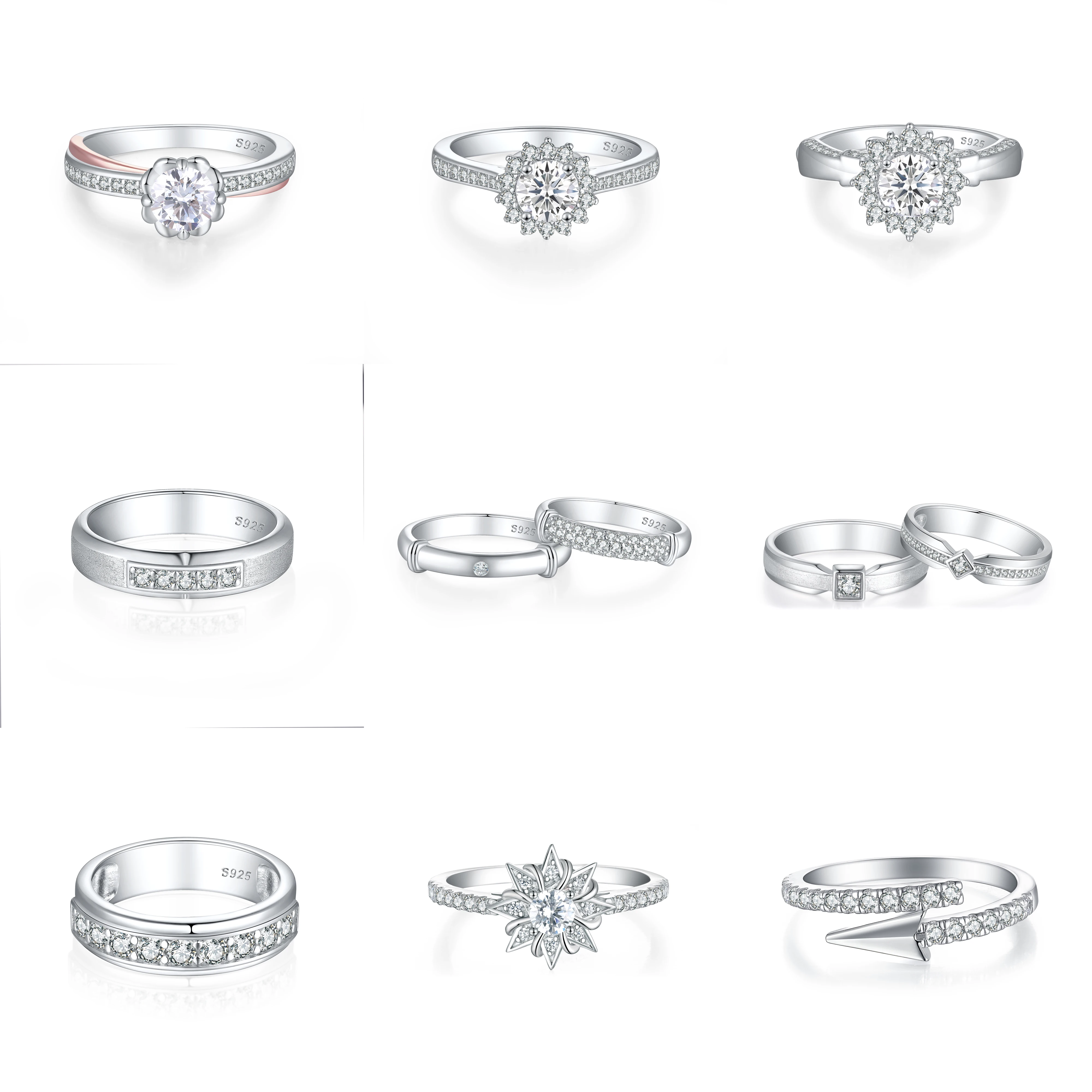 Tonglin Fine Jewelry Manufacturer 925 Sterling Silver Zircon Engagement Wedding Ring for Women