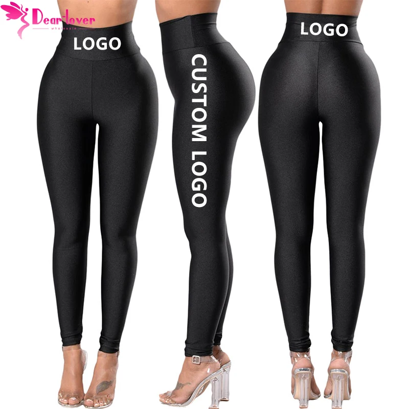 

2022 Fashion Black High Rise Tight Waist Cinch Latex Sexy Leggings For Women, Customized