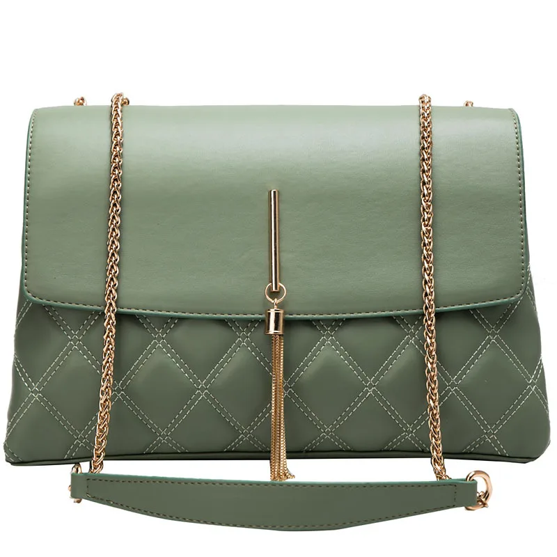 

2020 new small fresh diamond texture pattern handbags chain messenger bag fashion tassel mini shoulder square bag