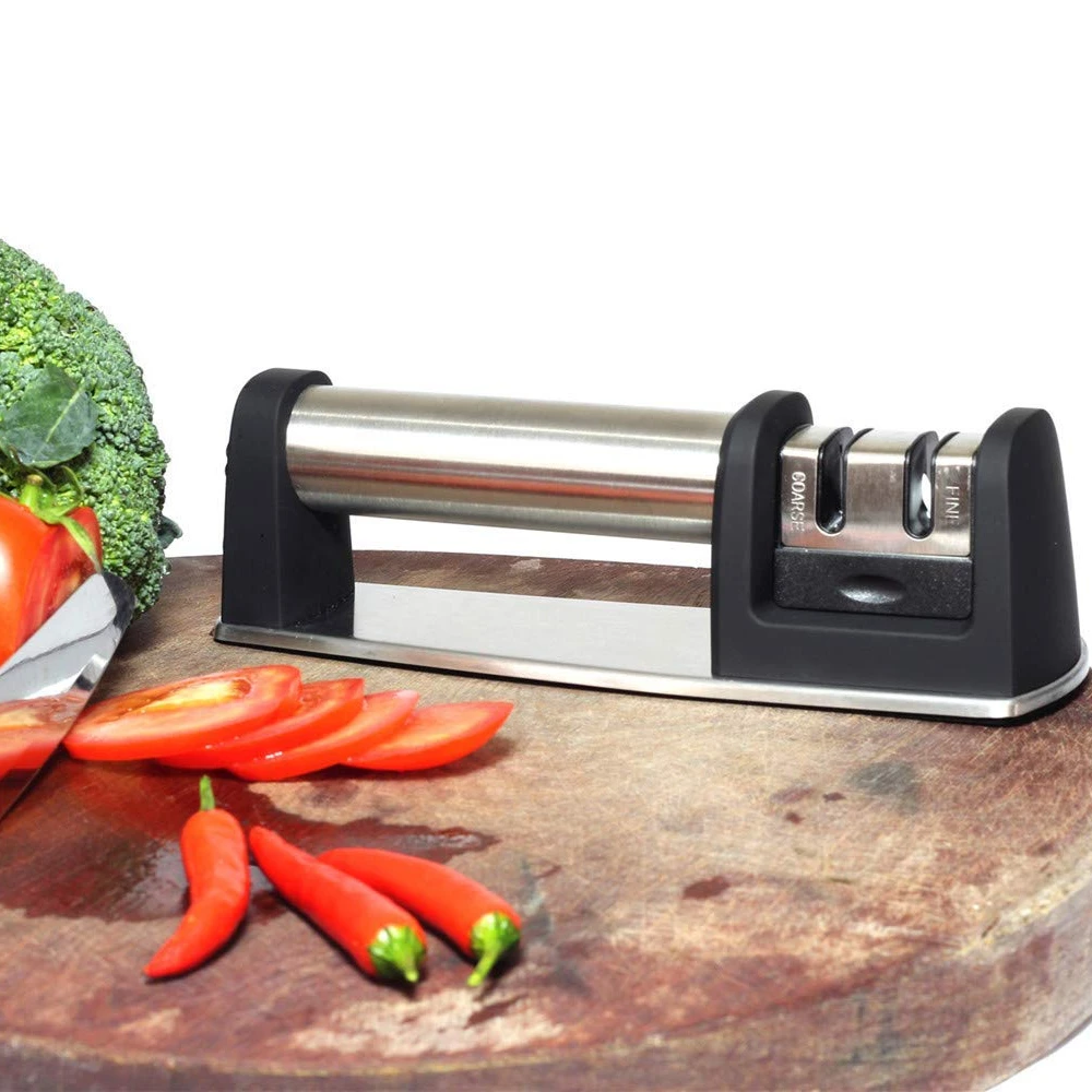 

Amazon New Product 2-in-1 Kitchen Knife Accessories Custom Professional Easy Manual Stainless Steel Knife Sharpenerr, Customized color