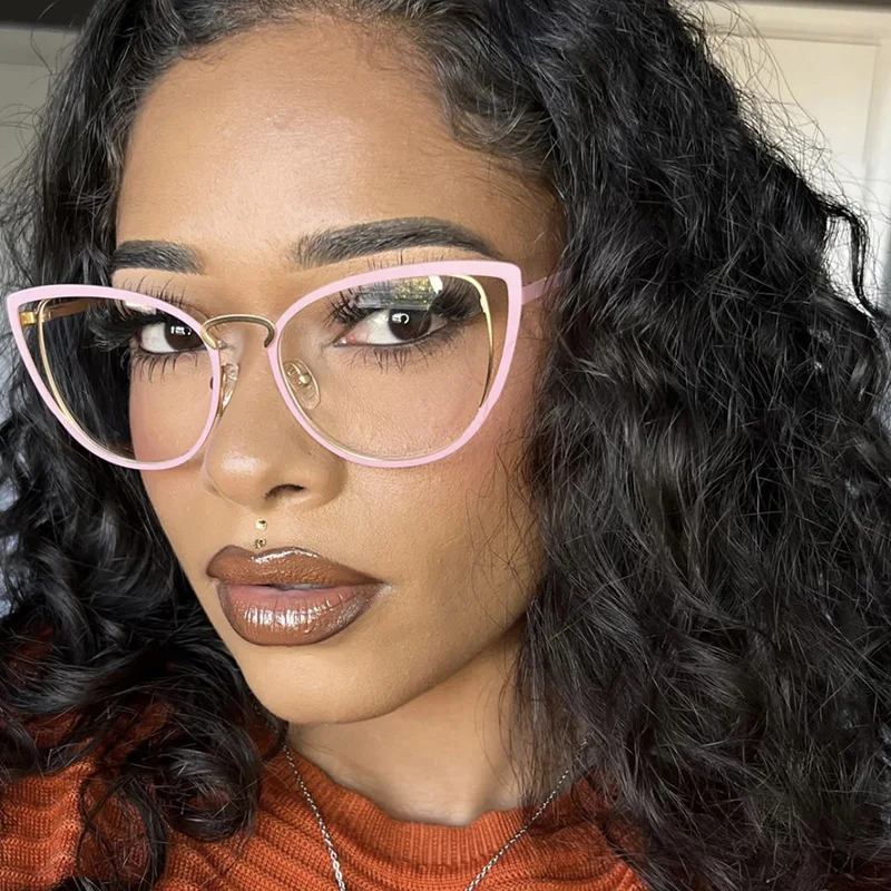 

2820 Anti-blue Light Cat eye Oversized Eyeglasses For Women Vintage New Fashion Black Pink Optical Computer Glasses Frame Female