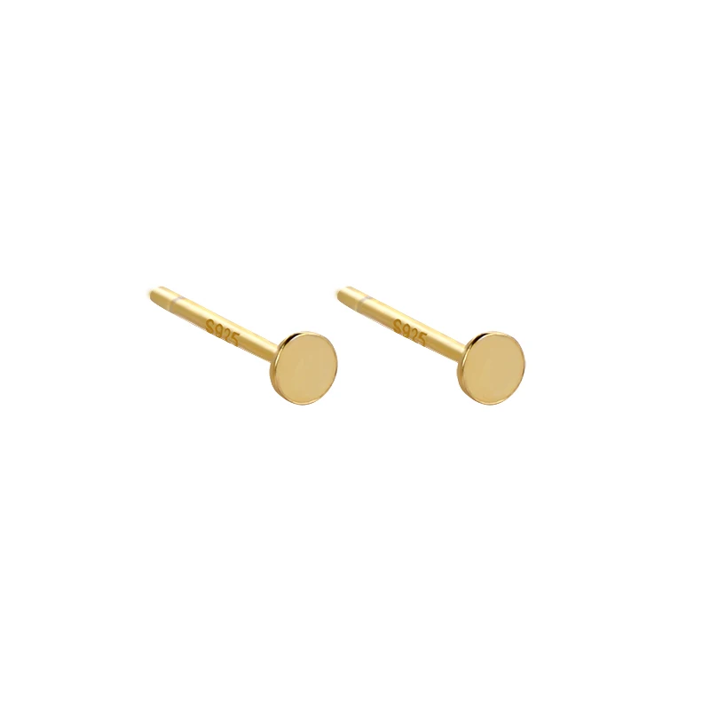 

Bulk Wholesale Basic Earrings 925 Sterling Silver Gold Plated Simple Tiny circle Stud Earrings