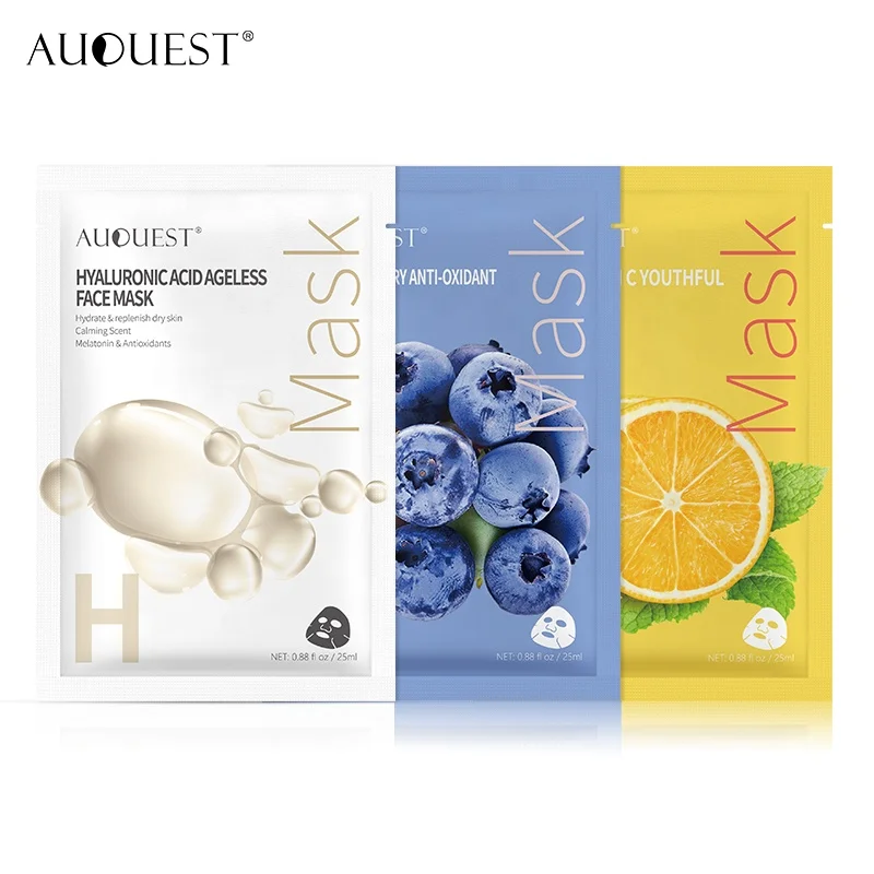 

AuQuest VC Serum Mask Lightening Sheet Mask Anti-acne Full of Vitamin Oily Face Balancing Skin Non Woven Facial Mask, White