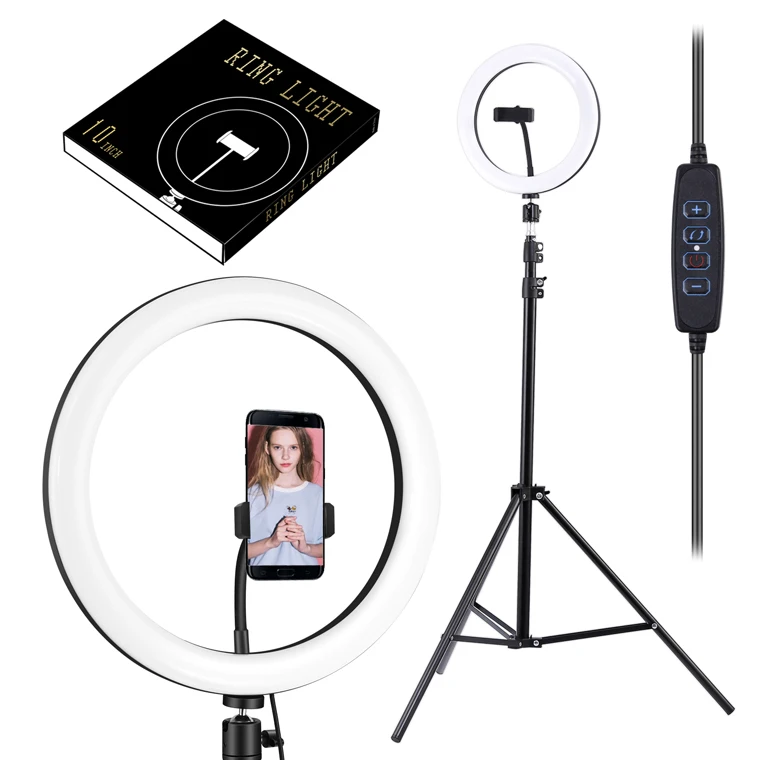 

Hot selling 10 inch 20W Dimmable LED Ring Light Adjustable Color Temperature ring light with tripod stand