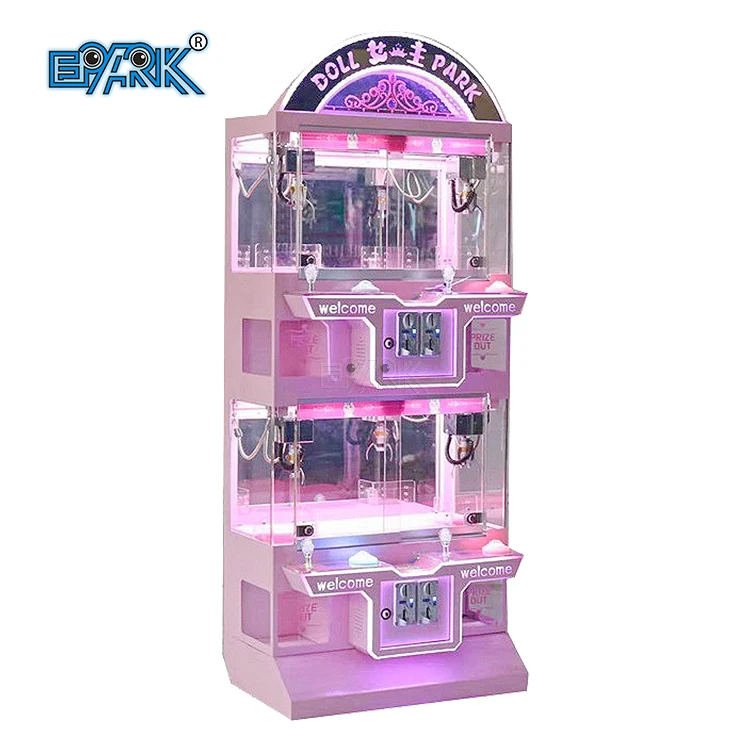 

4 Players Mini Claw Machine Toy Gift Crane Game Machine Prize Claw Arcade Game, Pink