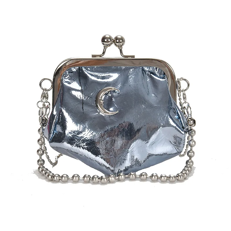 

armpit moon tag metal chain moon red glitter makeup cosmetic purses bag