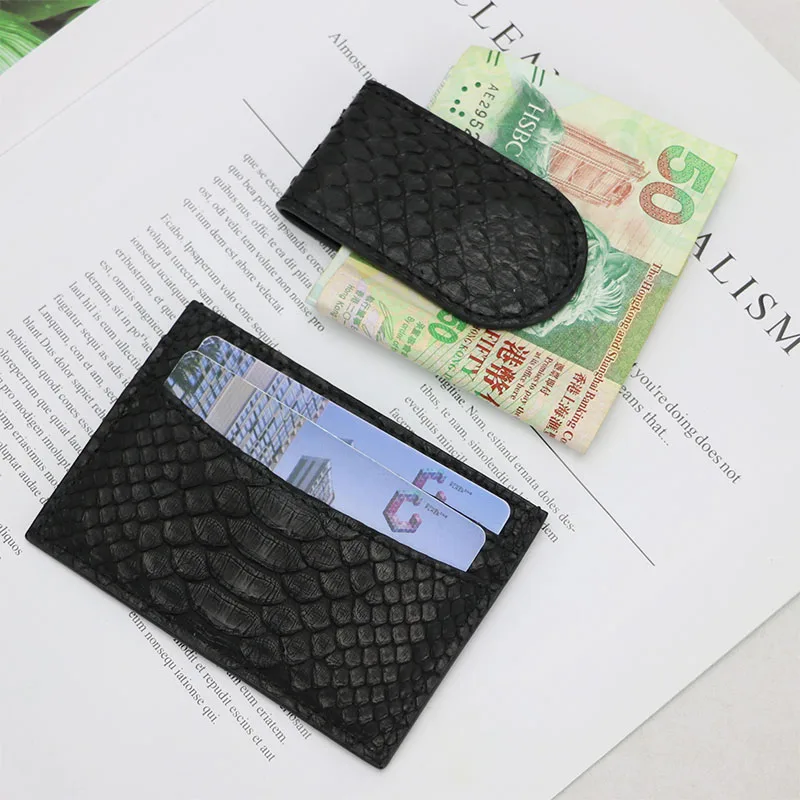 

Handmade luxury ostrich python skin slim wallet coin purse leather card holder