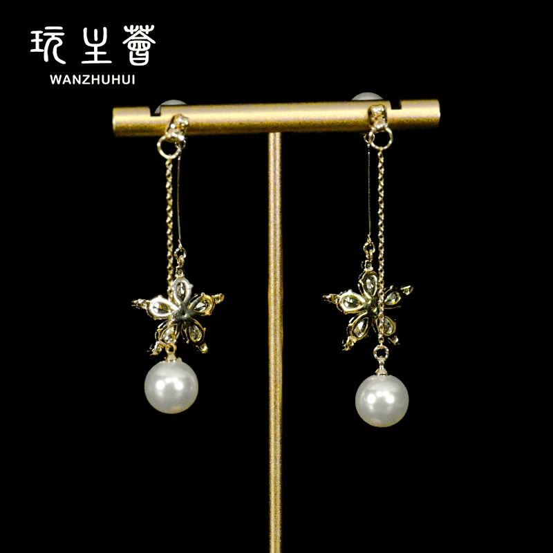 

New arrival fashionable jewelry zircon pearl gold plated women earring
