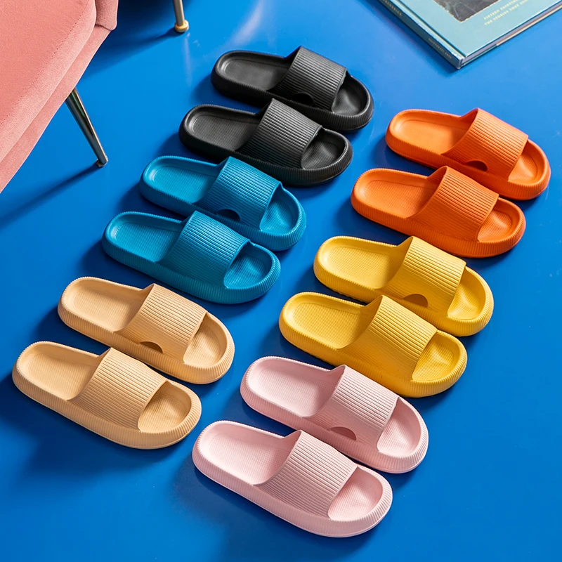 

Women Thick Platform Slippers Summer Beach Eva Soft Sole Slide Sandals Leisure Men Ladies Indoor Bathroom Anti-slip Shoes