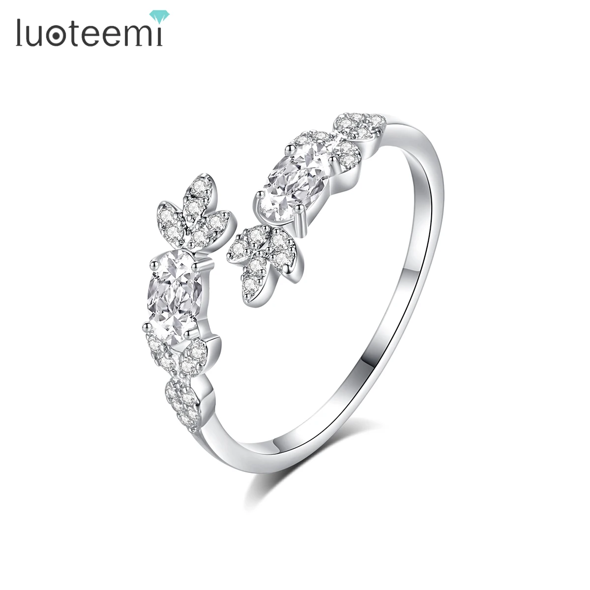 

LUOTEEMI Luxury Designed Flower Woman Finger Fashion Lady Trendy Jewelry Zirconia Girl Zircon Fancy Ring